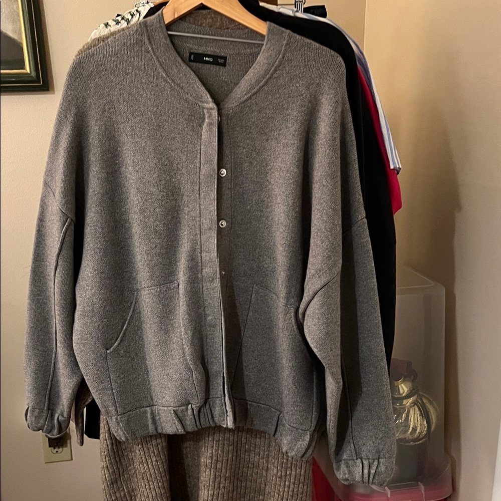 Mango Bomber Jacket Gray